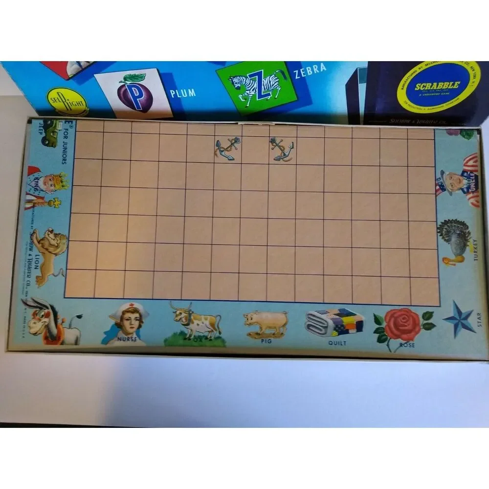 Scrabble for Juniors Board Game Selchow Righter Vintage 1958 Sel Right